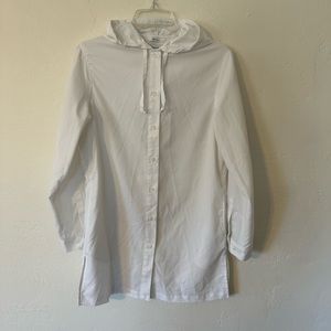 Coolibar Iztapa White Hooded Beach Shirt UPF 50+ Mesh Vented Sun Cover Up XS